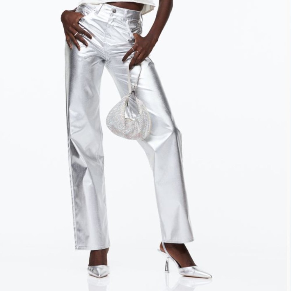 90s Straight Silver Pants